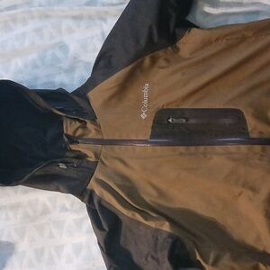 Columbia Omni-heat Hooded Weatherproof Jacket, Brown/ Olive, Men's Small